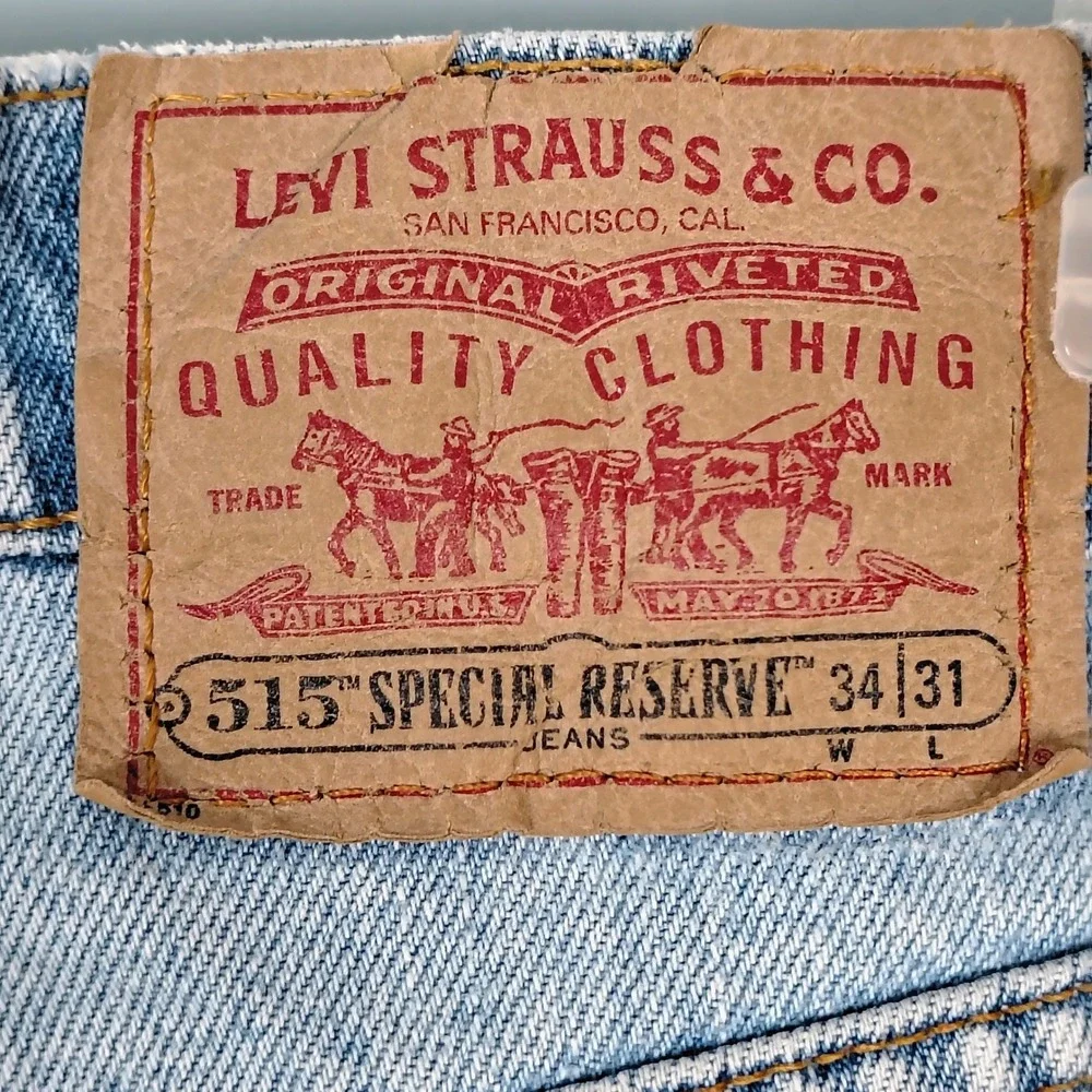 VTG Levis‎ 515 Special Reserve Jeans Light Wash Relaxed Fit USA Made 34x31 '97